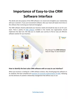 Importance of Easy-to-Use CRM Software Interface