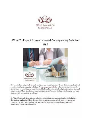What To Expect from a Licensed Conveyancing Solicitor UK?