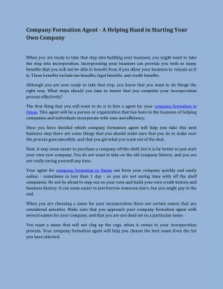 company formation agent a helping hand