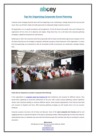 tips for organizing corporate event planning