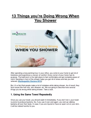 13 Things you’re Doing Wrong When You Shower | Drs2Health