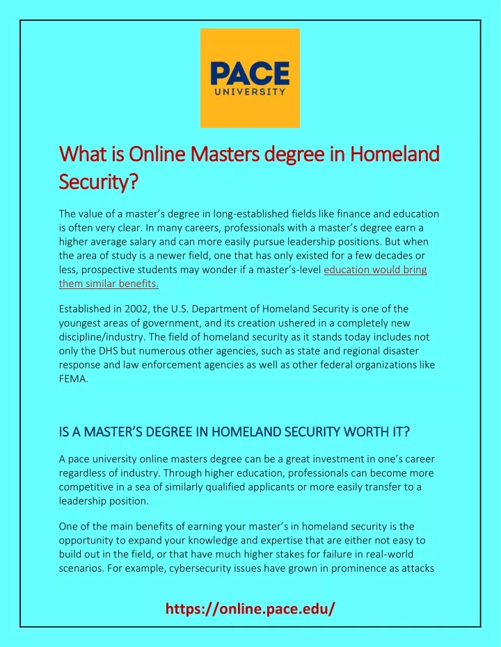 what is online masters degree in homeland what
