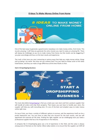 8 ideas to make money online from home