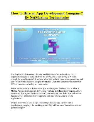 how to hire an app development company