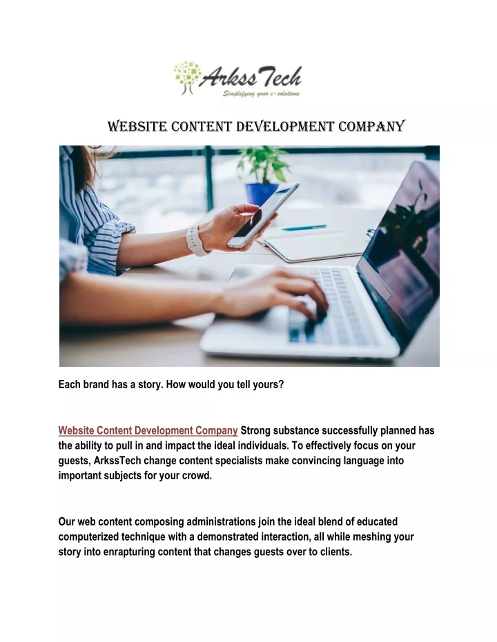 website content development company