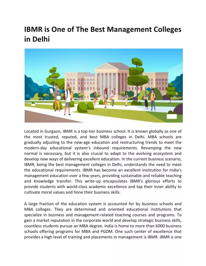 ibmr is one of the best management colleges