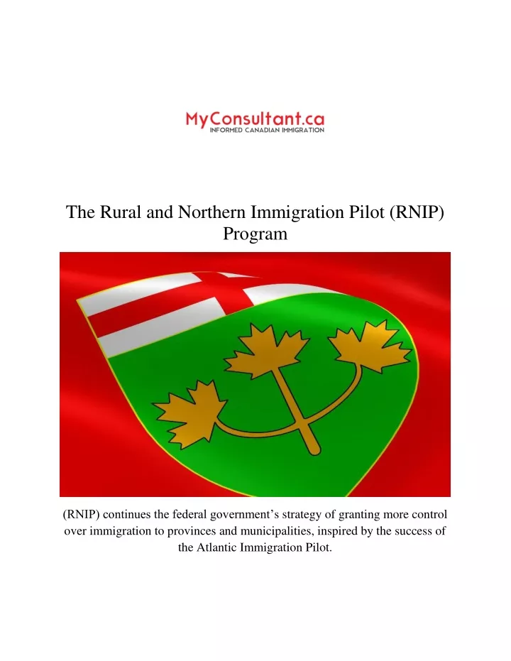 the rural and northern immigration pilot rnip