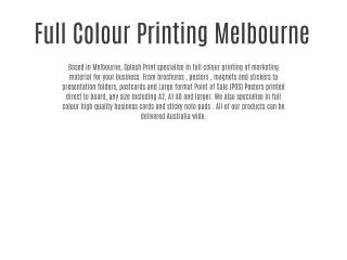 Full Colour Printing Melbourne