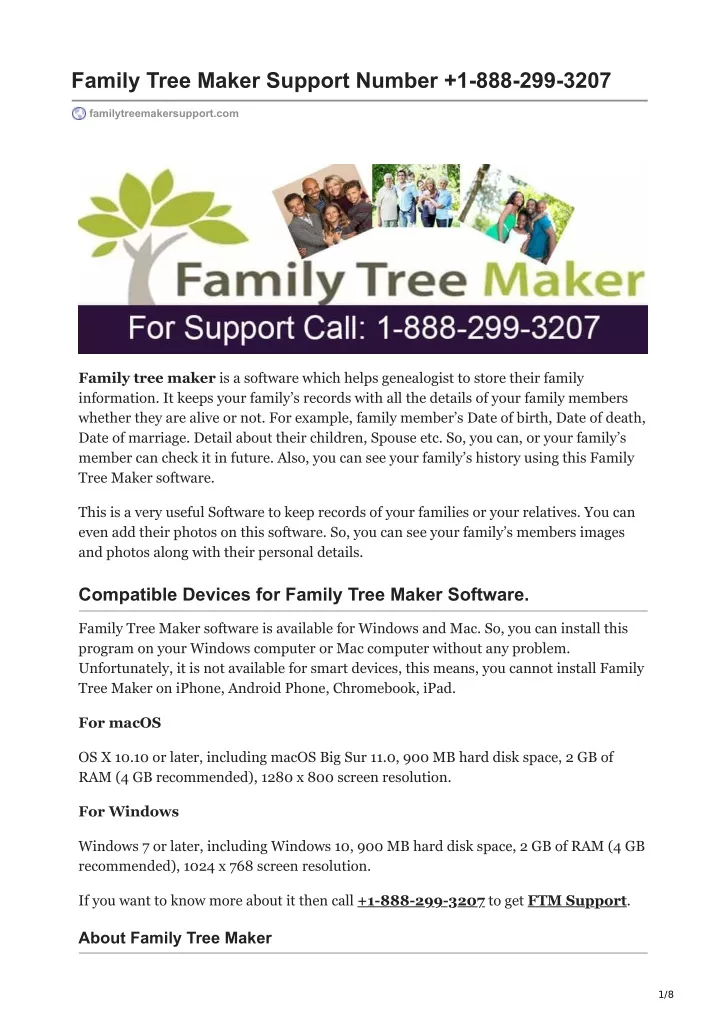 family tree maker support number 1 888 299 3207