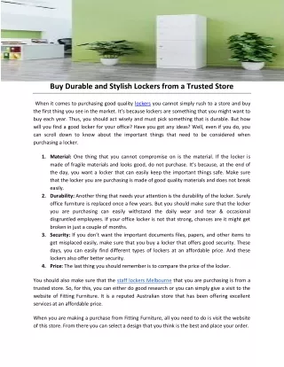 buy durable and stylish lockers from a trusted