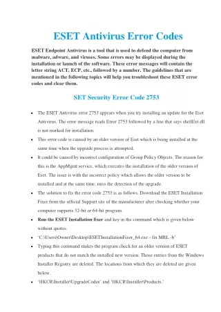 eset antivirus error codes