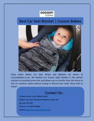Best Car Seat Blanket | Cocoon Babies