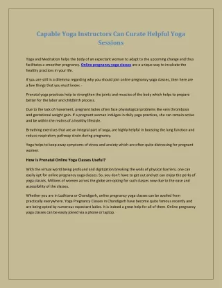 capable yoga instructors can curate helpful yoga