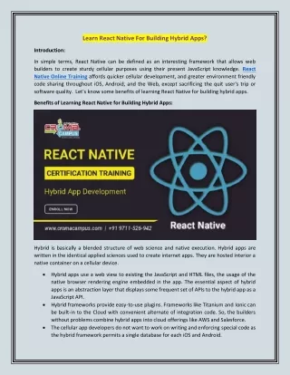 learn react native for building hybrid apps