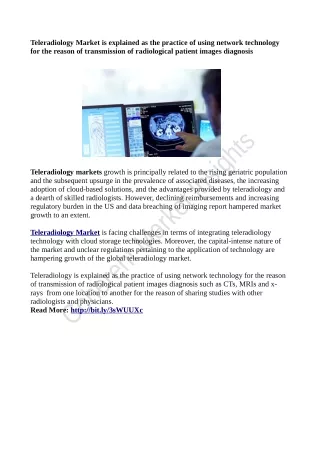 teleradiology market is explained as the practice