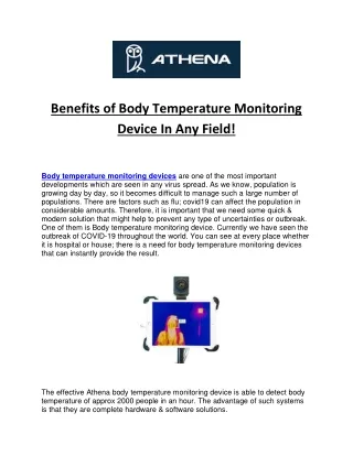 benefits of body temperature monitoring device