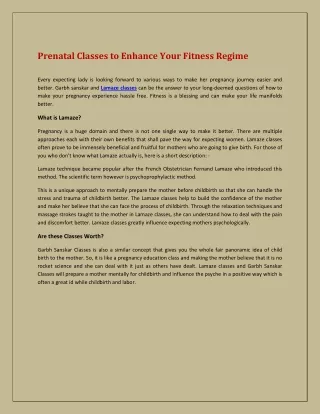 prenatal classes to enhance your fitness regime