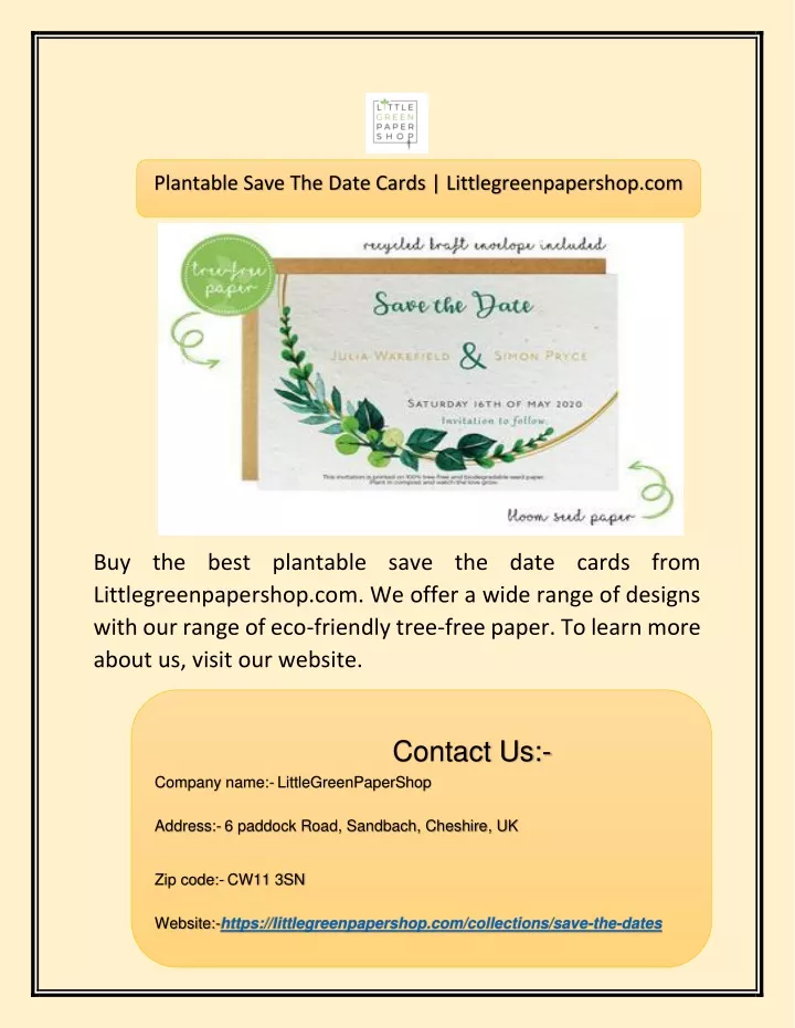 plantable save the date cards