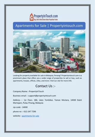 Apartments for Sale | Propertyintouch.com