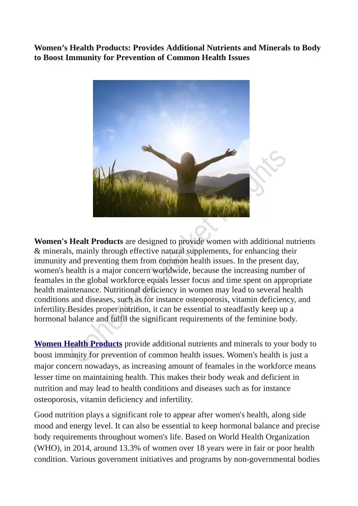 women s health products provides additional