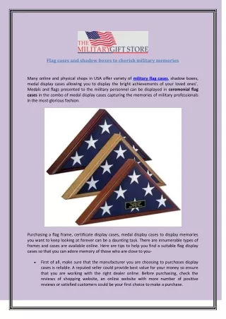 flag cases and shadow boxes to cherish military