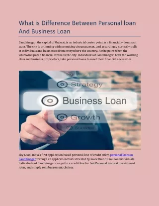 What is Difference Between Personal loan And Business Loan