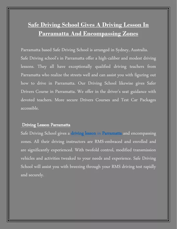safe driving school gives a driving lesson