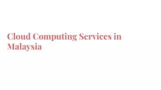 Cloud Computing services in Malaysia