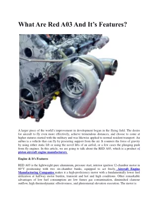 what are red a03 and it s features