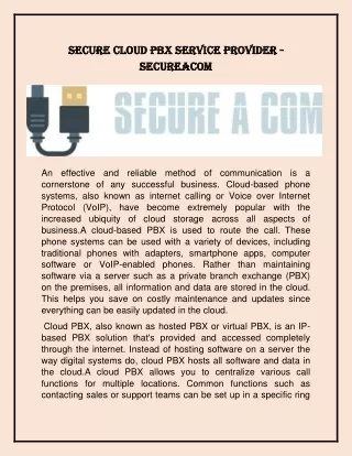 Secure Cloud PBX Service Provider - Secureacom