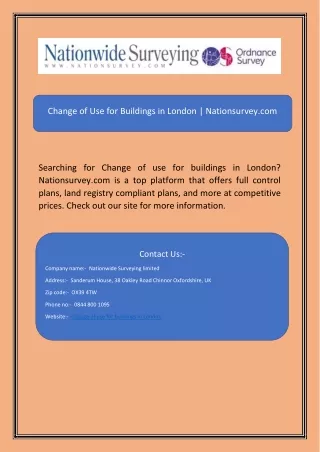 Change of Use for Buildings in London | Nationsurvey.com