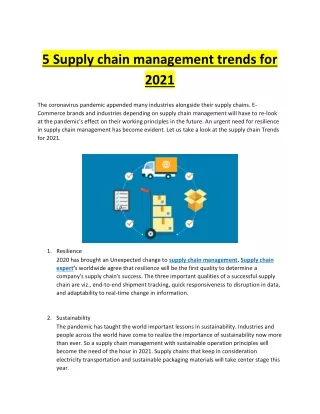5 supply chain management trends for 2021