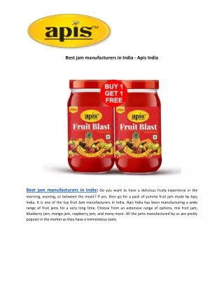 best jam manufacturers in india apis india