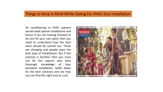 things to keep in mind while opting for hvac duct