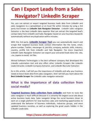 can i export leads from a sales navigator