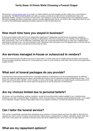 verify these 10 points while choosing a funeral