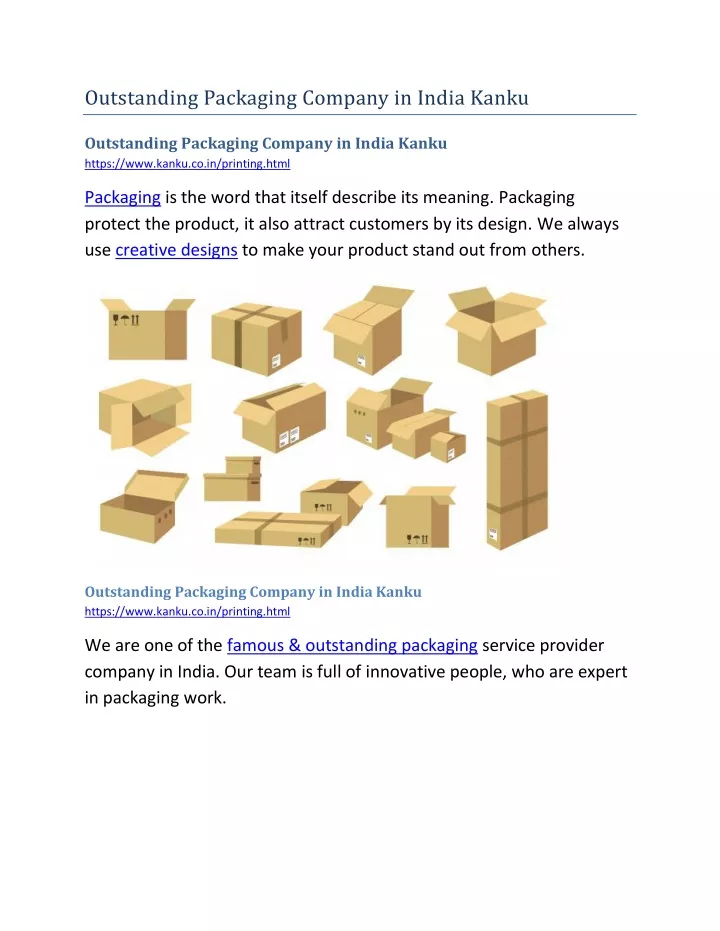 outstanding packaging company in india kanku