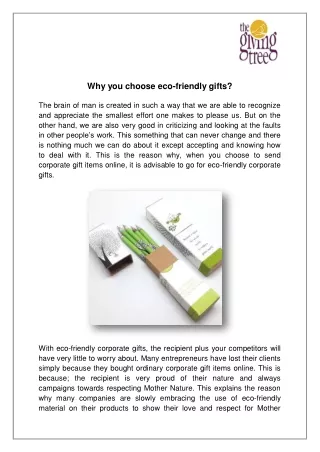 Why you choose eco-friendly gifts?