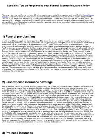 Expert Tips on Pre-planning your Funeral Service Expenditure Insurance Policy