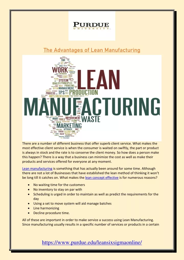 the advantages of lean manufacturing