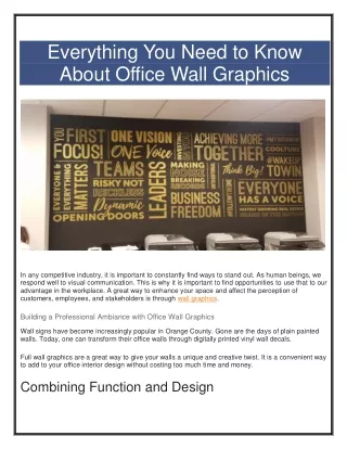 Buiding an Incredible Professional Office Wall Graphics with Vizcomm Signs & Graphics