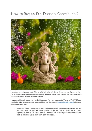 how to buy an eco friendly ganesh idol