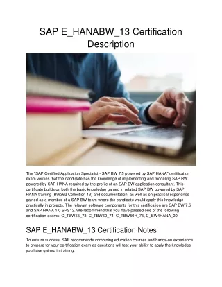 sap e hanabw 13 certification description