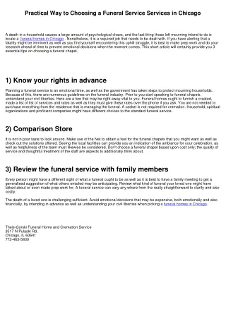 practical way to choosing a funeral service