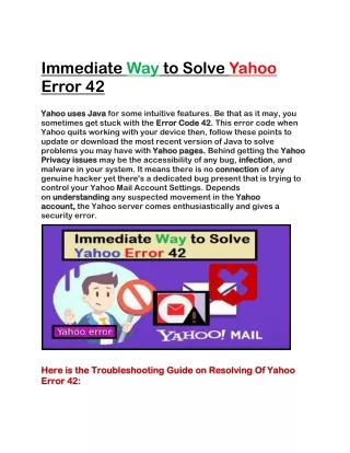 Immediate Way to Solve Yahoo Error 42