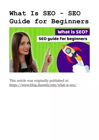 What Is SEO - SEO Guide for Beginners