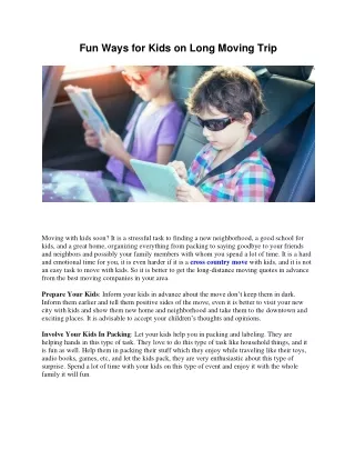 fun ways for kids on long moving trip