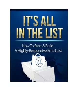 IT'S ALL IN THE LIST "EMAIL MARKETING"