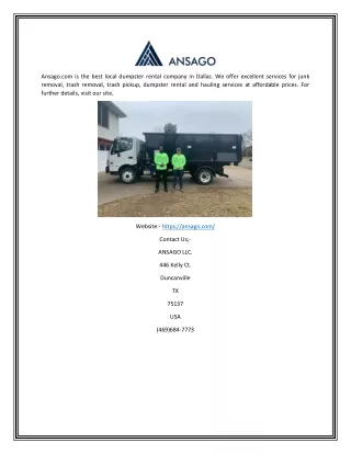 Local Dumpster Rental Company in Dallas | Ansago.com