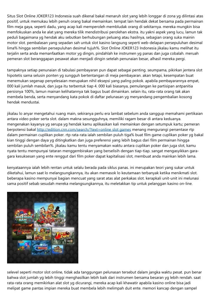 situs slot online joker123 indonesia suah dikenal